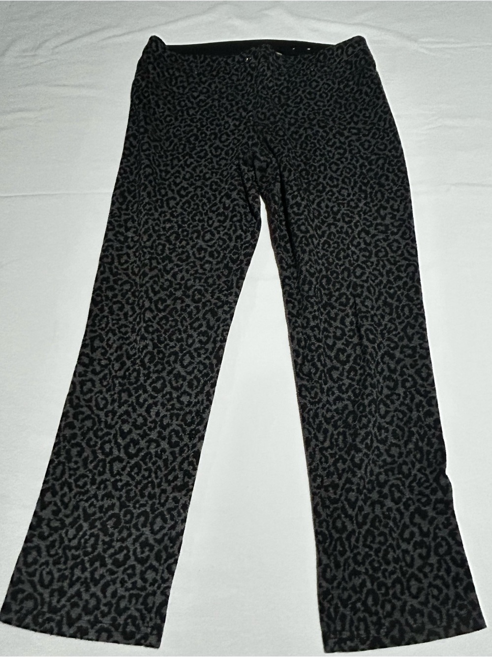 Chico's Black & Charcoal Leopard-Print Flare Pants